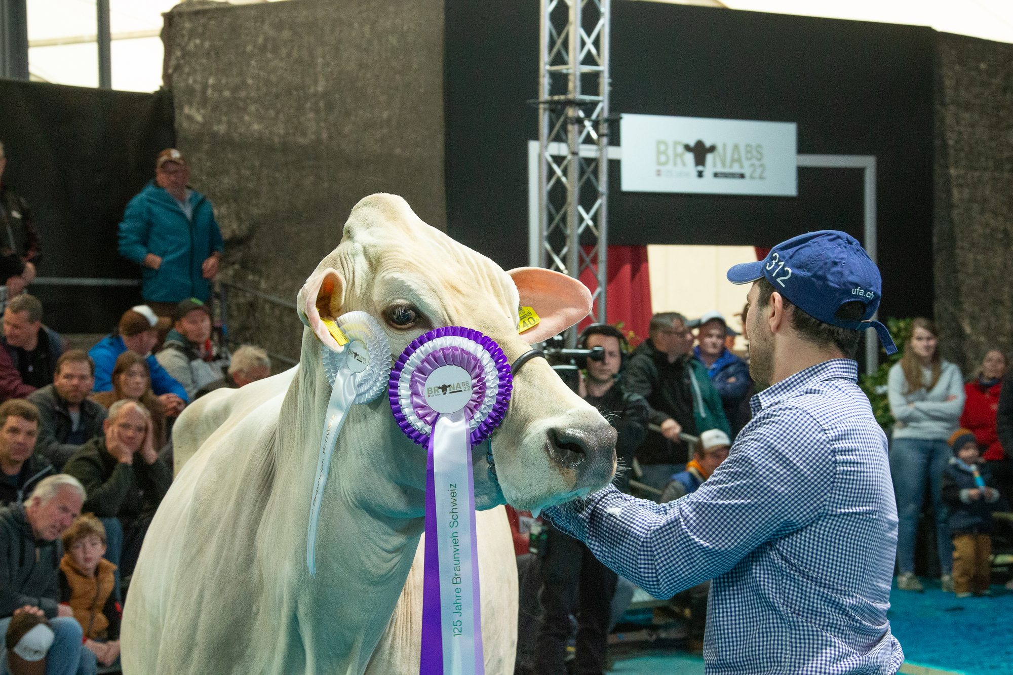 Championkuh mit Rosette und Züchter, BRUNA 2022